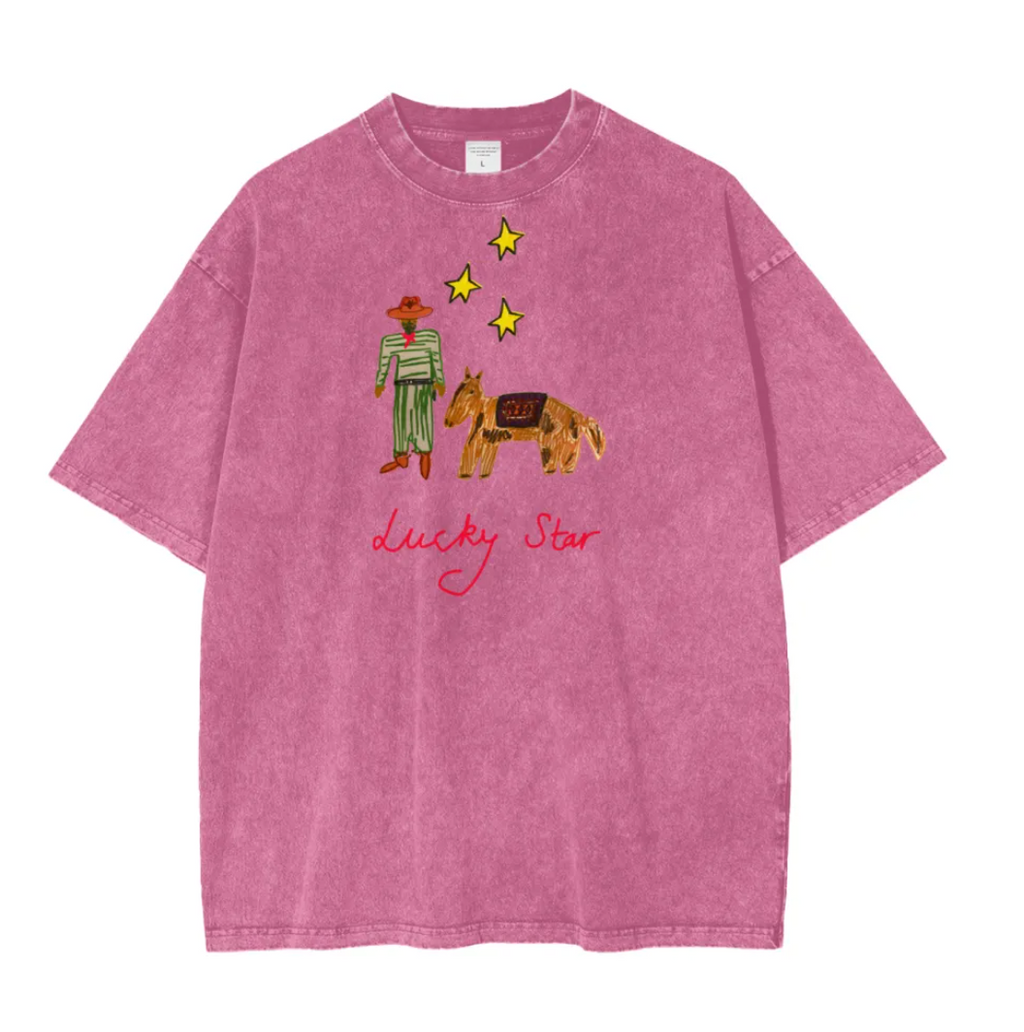 Short Sleeve Tee - Lucky Star Cowboy - Pink